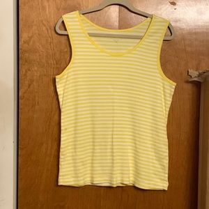 LL Bean ribbed knit sleeveless yellow tank top, size XL